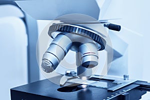 Close up of professional microscope at laboratory