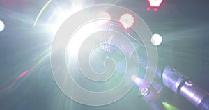 Close up of a professional vocal wire microphone on a microphone stand