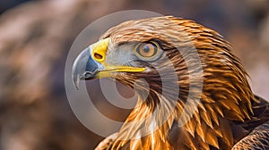 Close-up profile portrait of a Golden Eagle. Generative AI