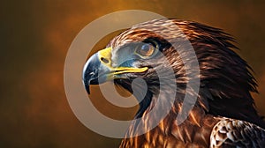 Close-up profile portrait of a Golden Eagle. Generative AI