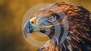 Close-up profile portrait of a Golden Eagle. Generative AI