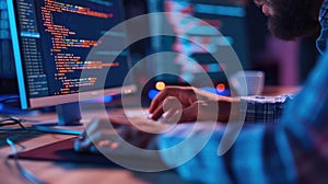 Programmer Immersed in Late Night Coding Session AIG41