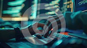 Programmer Immersed in Late Night Coding Session AIG41