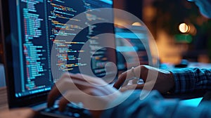 Programmer Immersed in Late Night Coding Session AIG41