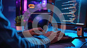 Programmer Immersed in Late Night Coding Session AIG41