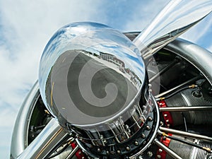 Close up of propeller on American AT-6 Texan engine