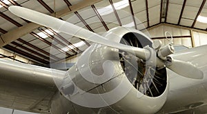 Close up of propellers of airplane photo