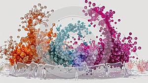 Close up of proteomic study showing protein structure and cell material