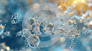Close up of proteomic study showing protein structure and cell material