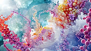 Close up of proteomic study showing protein structure and cell material