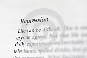 close-up of the term Repression, on paper background photo