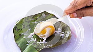 Pohľad zblízka na tekvica alebo malajsky lepkavý múka vyrobený z tekvica 