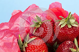 Close up of a punnet of strawberries