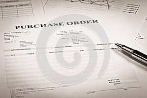 Close up of purchase order