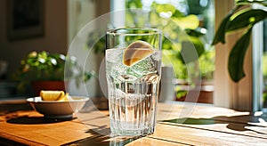 Close up of purified fresh drinking water in a glass