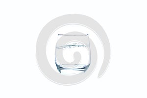 Close up purified water glass for drink on white background.