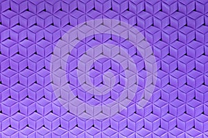 Close up of purple cubic perspective. Hexagon pattern with woven texture