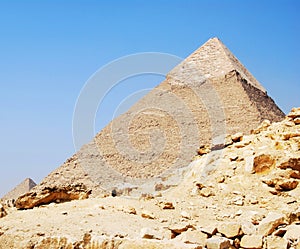 Close-up on the pyramid of Kefren in Cairo, Giza, Egypt photo