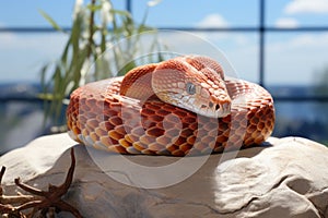 close up of a python Corn snake on the stone