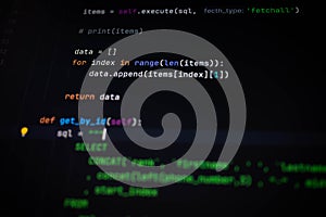 Close-up of Python function using a loop to transform fetched SQL data and define get_by_id logic. Perfect for backend programming