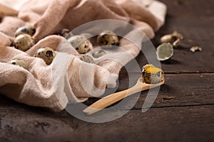 Close up of quail eggs