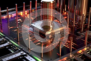 close-up of quantum bits within a computer core