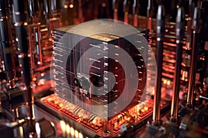 close-up of quantum bits within a computer core