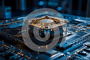 Close-Up of a Quantum Computer Chip