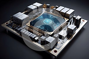 A close up of a quantum computer with an isolated background