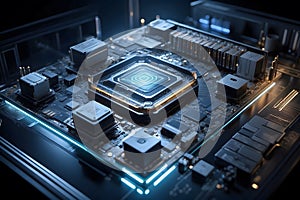A close up of a quantum computer with an isolated background
