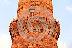 Close up of Qutub Minar, Delhi, India photo