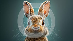 A close up of a rabbit with big ears and eyes, AI