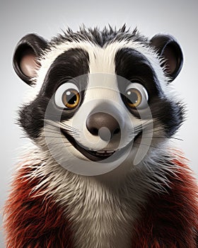 a close up of a raccoon with a big smile. generative ai