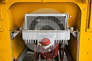 Close up of the radiator of a fairmont railroad speeder
