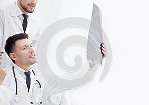 Close up.radiologists discussing the patient`s picture.photo with copy space
