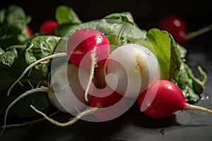 close-up of radish, with its peppery and refreshing taste