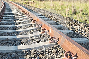 Close up of railway track
