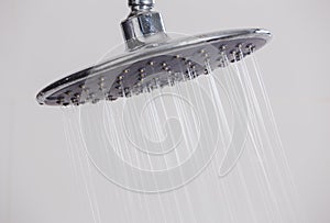 Close up of rain shower head in bathroom