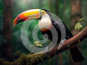 Close-up of a rainbow-billed toucan