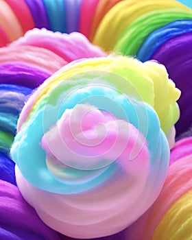 a close up of a rainbow colored swirl of frosting