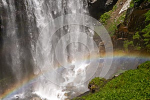 Close up of the rainbow at Narada Falls waterfall in Mt. Rainier National Park