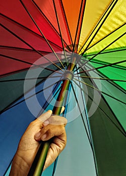 Close up of Rainbow Umbrella on outdoor