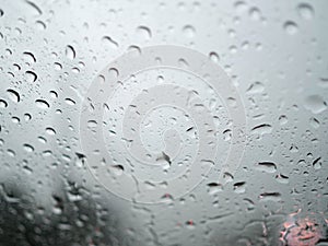 Close up raindrop on car window
