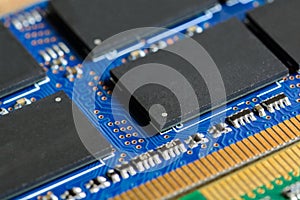 Close up of RAM Computer Memory Chip Modul photo