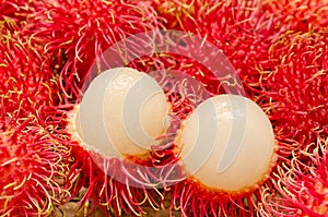 Close up of Rambutan fruits photo