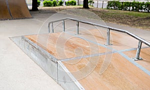 Close up of ramp at city skatepark