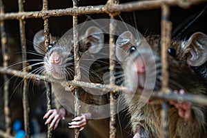 close up rat caught in cages. . Generative AI