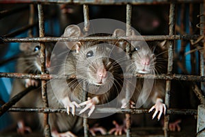 close up rat caught in cages. . Generative AI