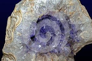 Close-up of raw Amethyst druse - gemstone, macro,detail