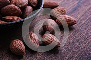 Close-up raw nuts almonds